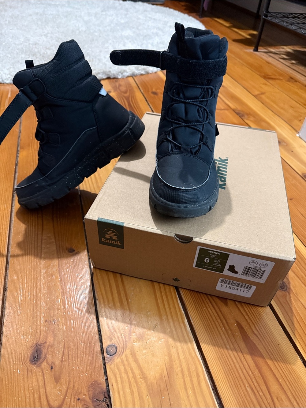 Kamik Black Kids Insulated Waterproof Snow Boots
